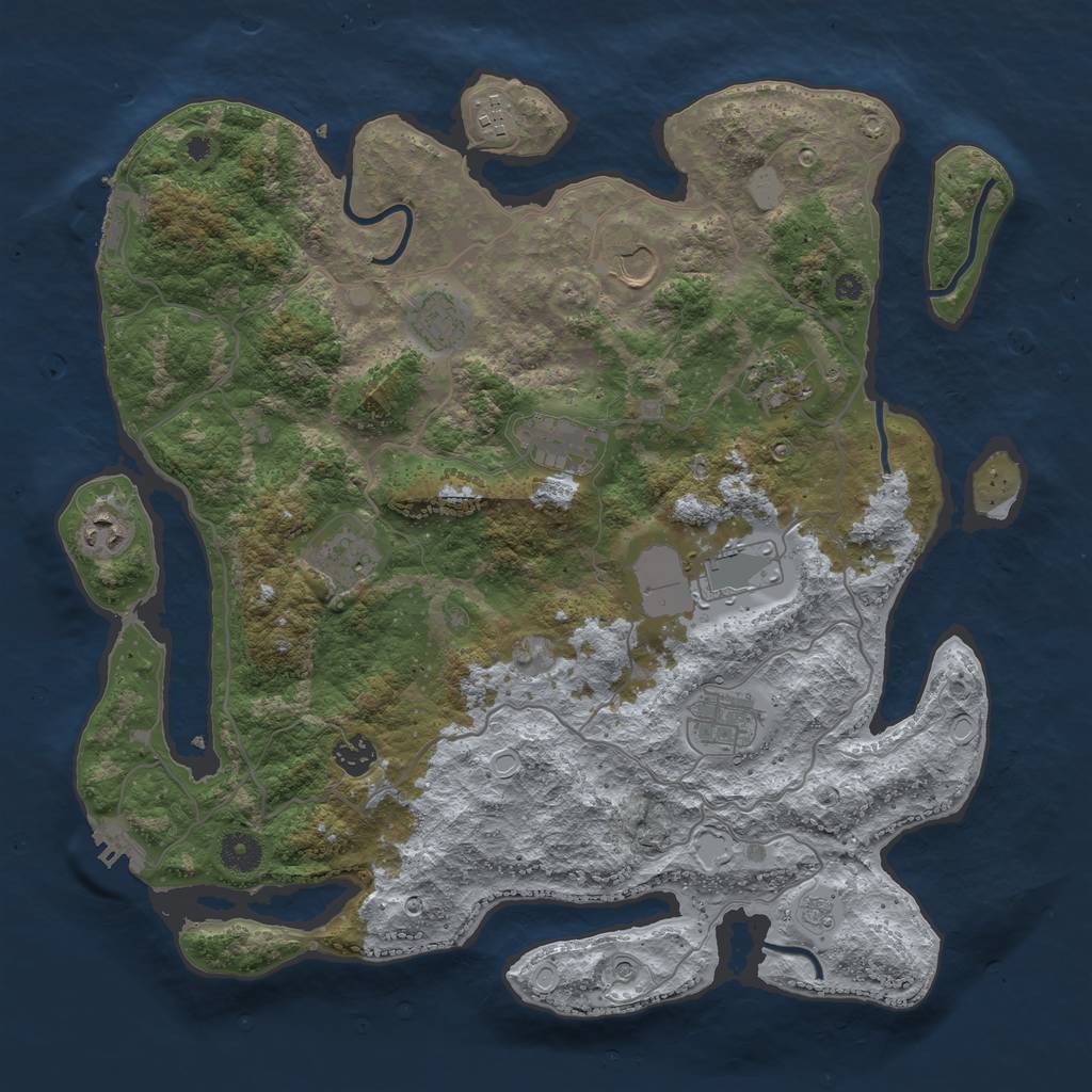 Rust Map: Procedural Map, Size: 4000, Seed: 169322, 19 Monuments