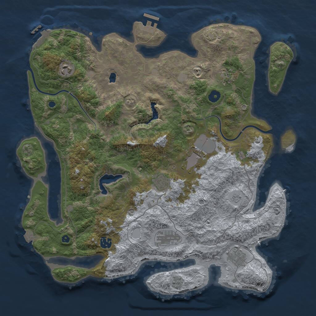 Rust Map: Procedural Map, Size: 4000, Seed: 169322, 14 Monuments