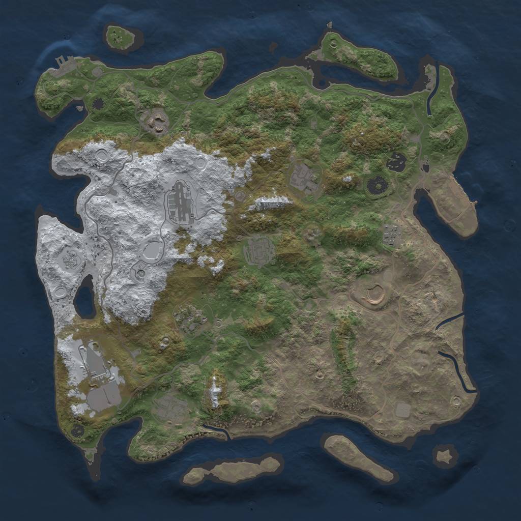 Rust Map: Procedural Map, Size: 4000, Seed: 176045, 19 Monuments