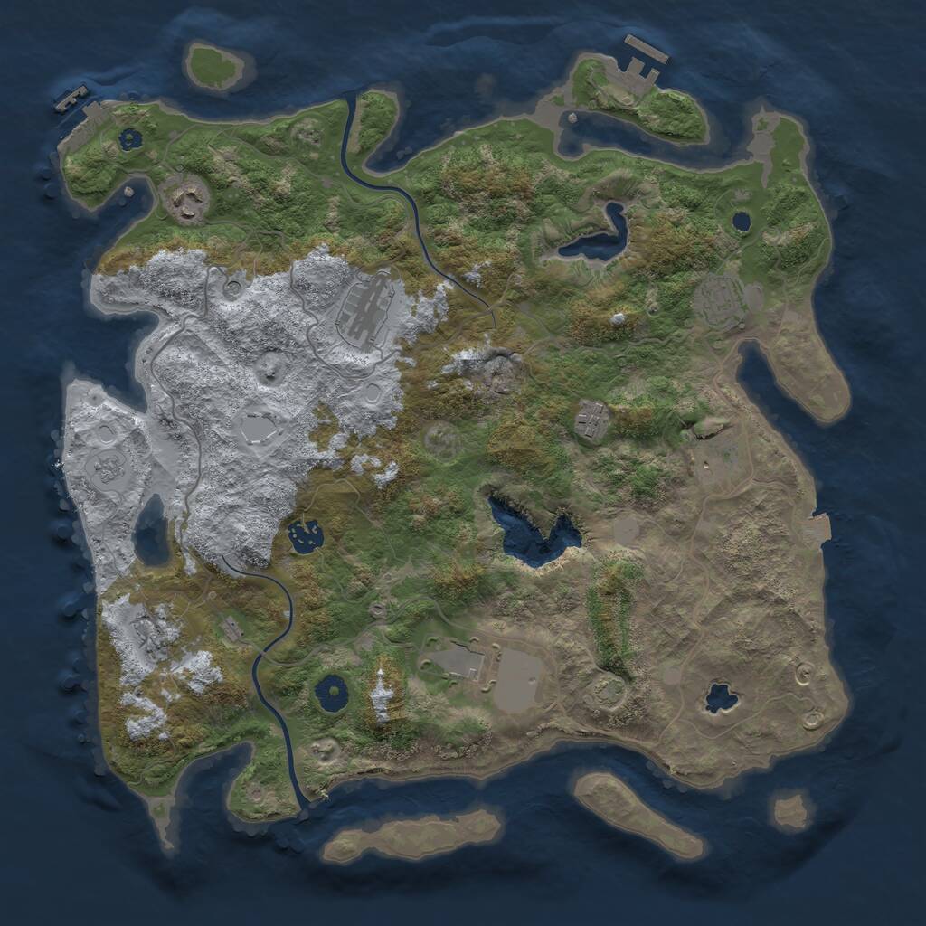 Rust Map: Procedural Map, Size: 4000, Seed: 176045, 14 Monuments