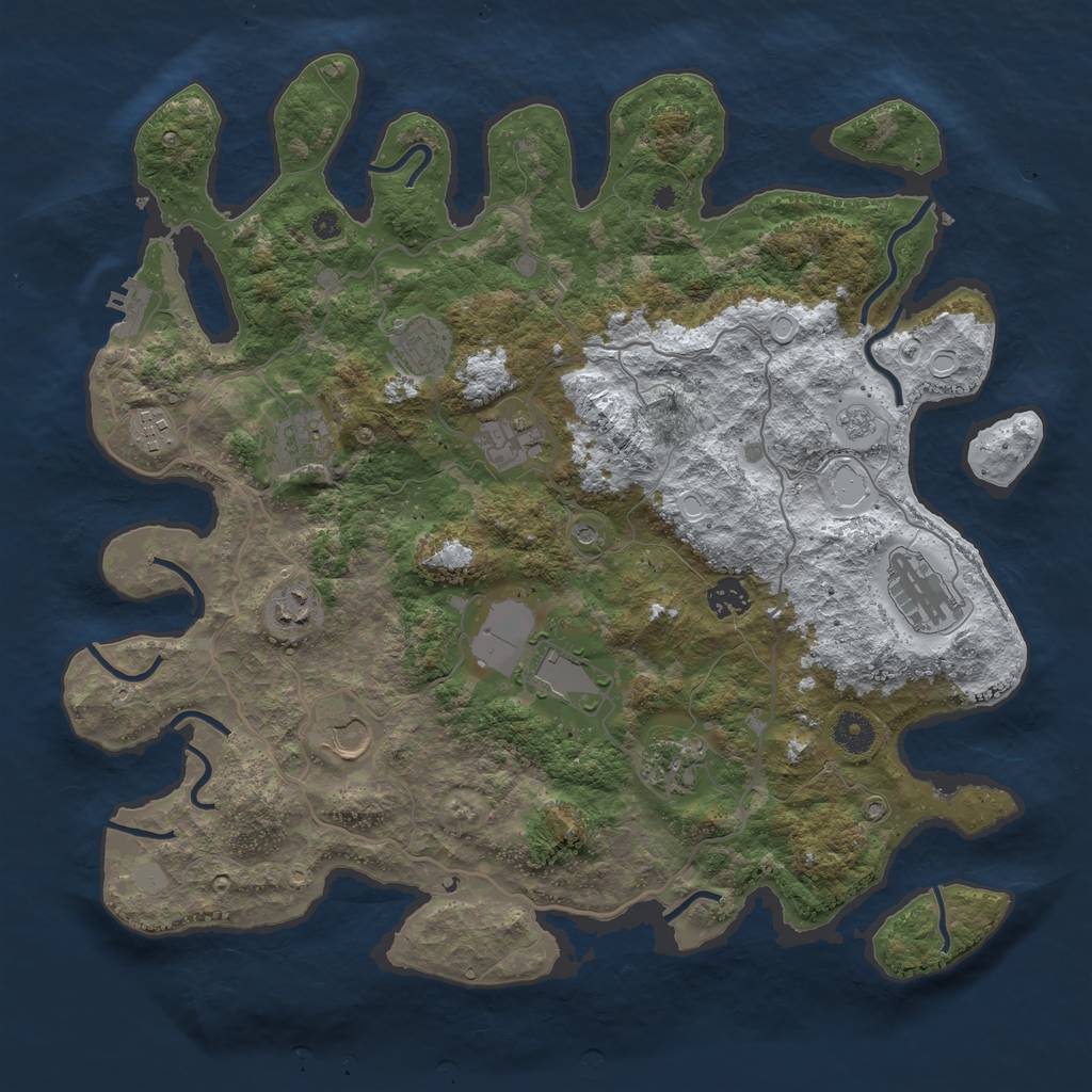 Rust Map: Procedural Map, Size: 4000, Seed: 805469, 18 Monuments