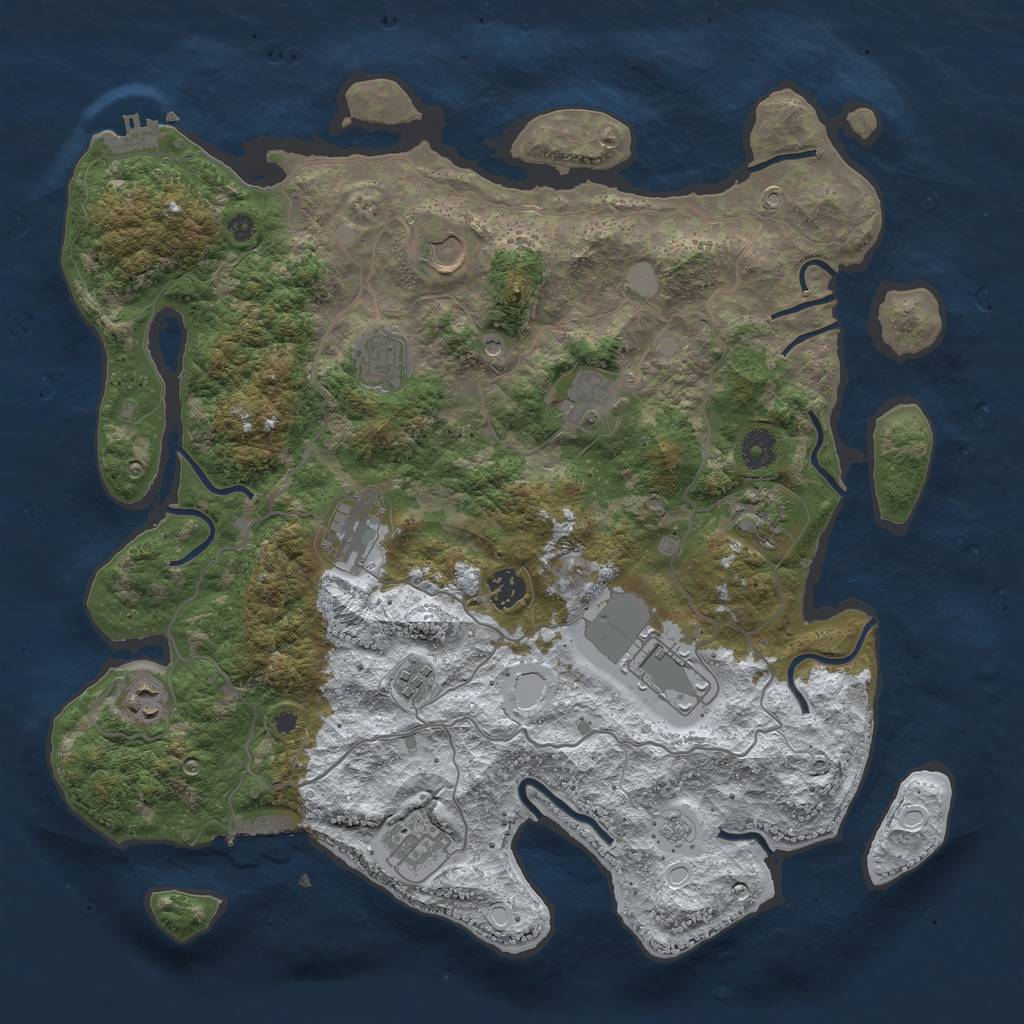 Rust Map: Procedural Map, Size: 4000, Seed: 2026786144, 19 Monuments