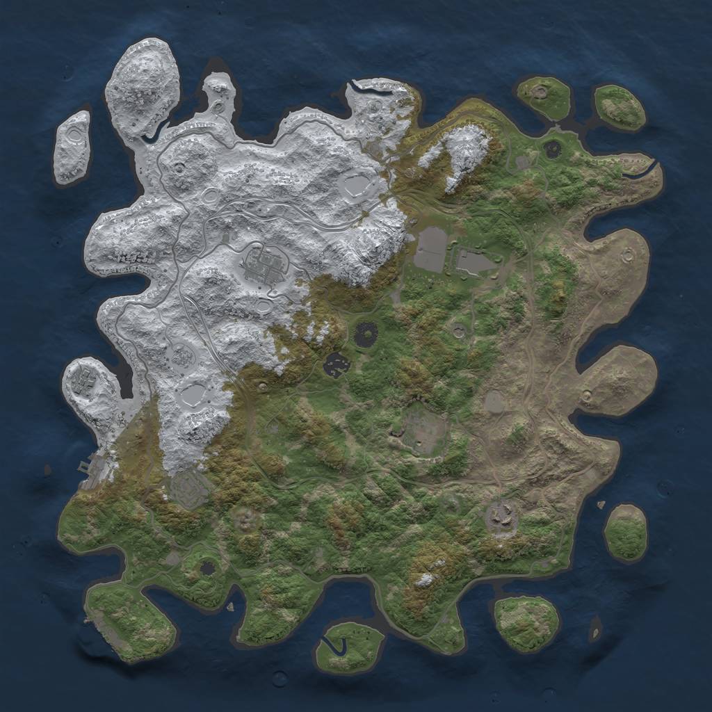 Rust Map: Procedural Map, Size: 4250, Seed: 318996647, 16 Monuments