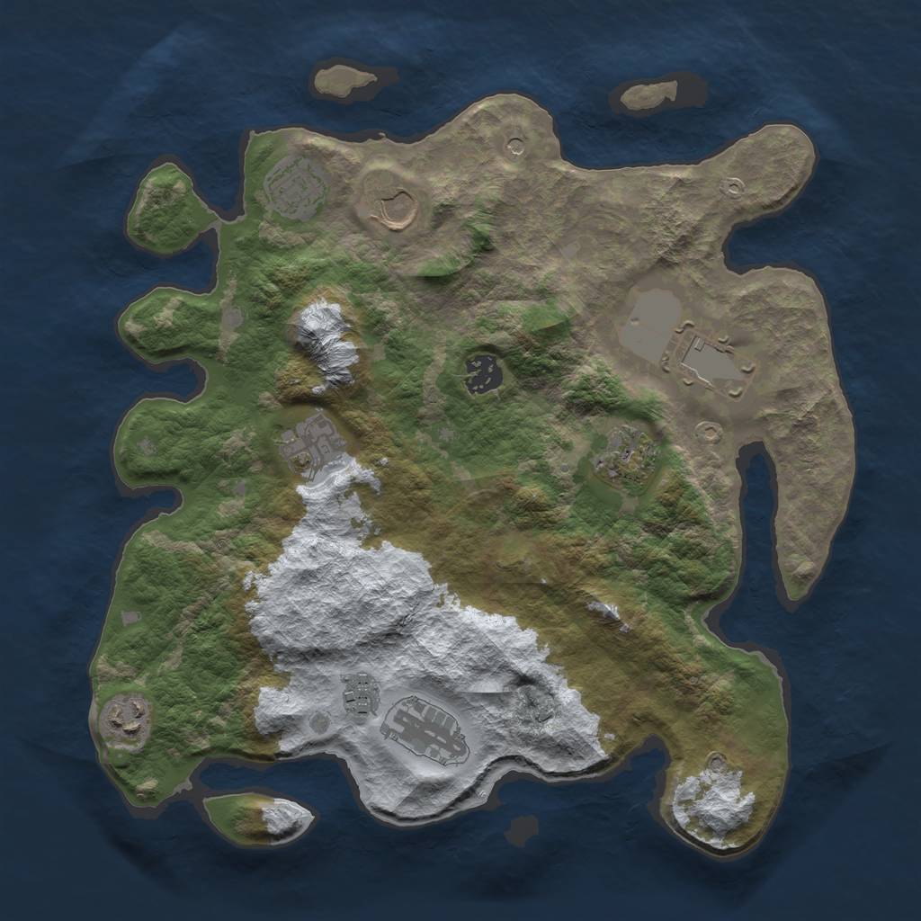 Rust Map: Barren, Size: 3500, Seed: 64562, 12 Monuments