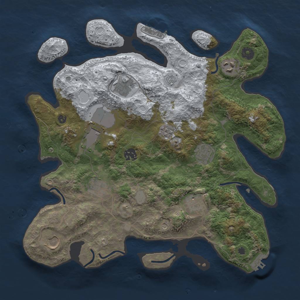 Rust Map: Procedural Map, Size: 3500, Seed: 425262128, 18 Monuments