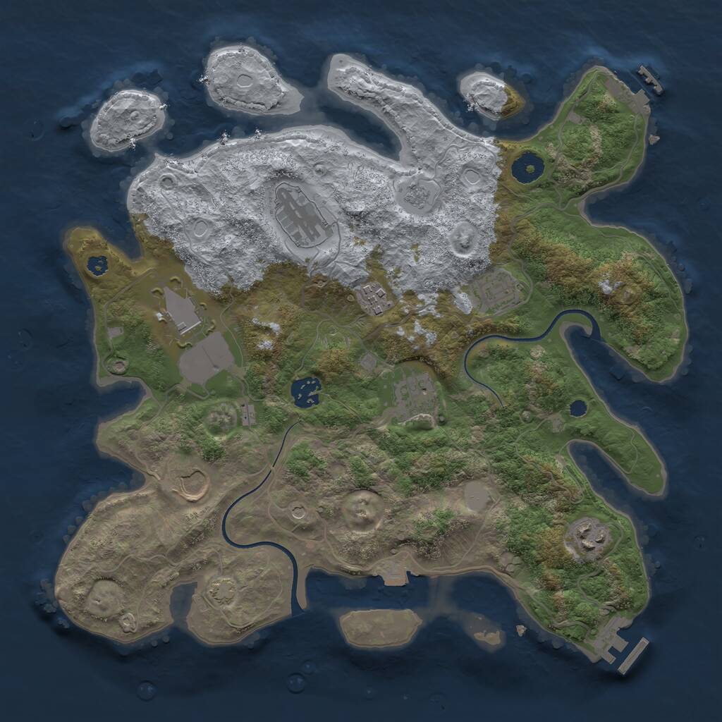 Rust Map: Procedural Map, Size: 3500, Seed: 425262128, 14 Monuments