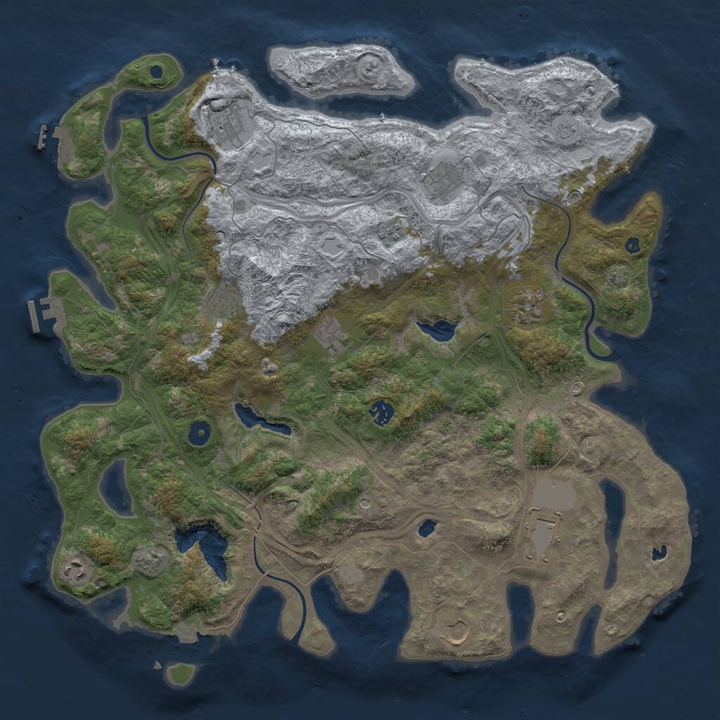 Rust Map: Procedural Map, Size: 4500, Seed: 220505, 16 Monuments