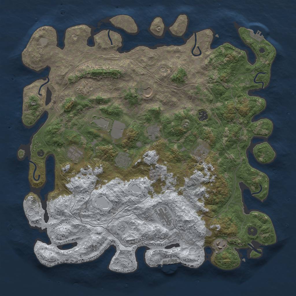 Rust Map: Procedural Map, Size: 4500, Seed: 613644064, 20 Monuments