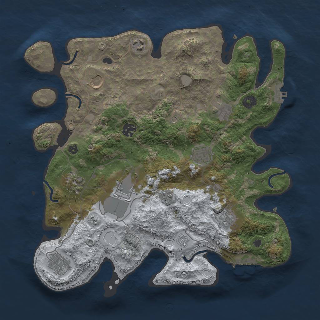 Rust Map: Procedural Map, Size: 3500, Seed: 713546500, 19 Monuments