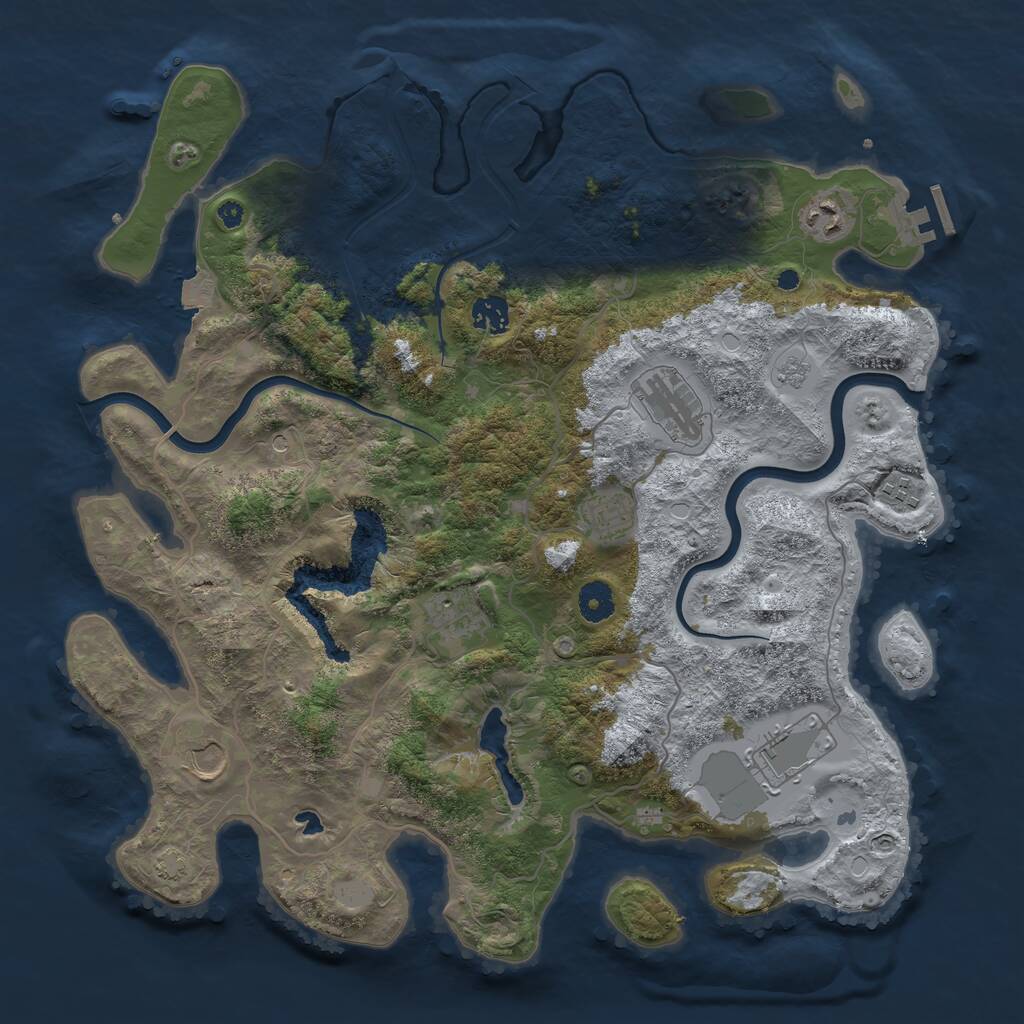 Rust Map: Procedural Map, Size: 4000, Seed: 1619358771, 13 Monuments