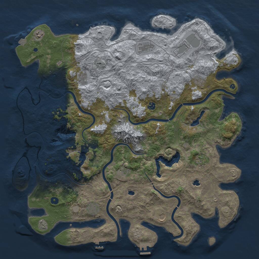 Rust Map: Procedural Map, Size: 5000, Seed: 1056491932, 17 Monuments
