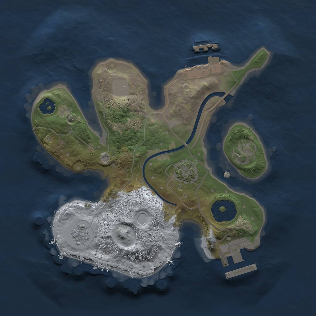 Rust Map: Procedural Map, Size: 2000, Seed: 689777, 5 Monuments