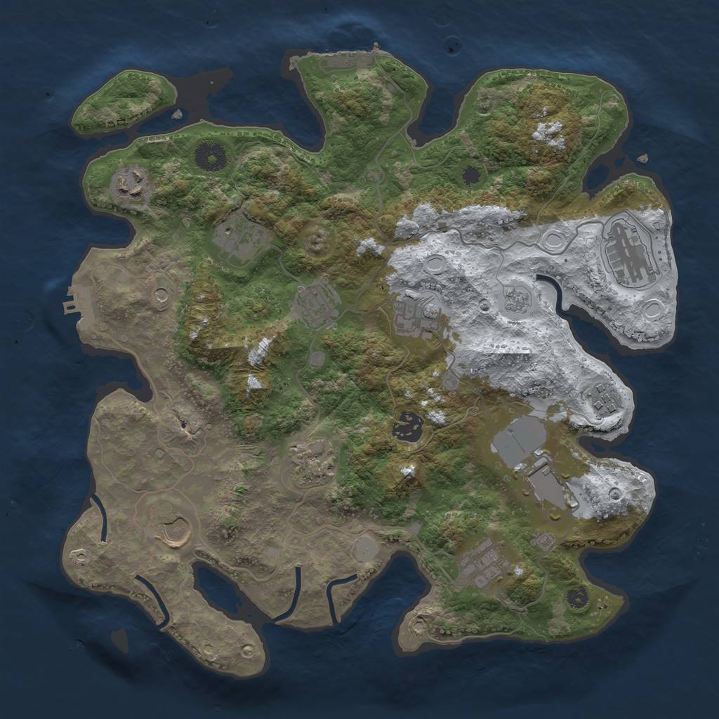 Rust Map: Procedural Map, Size: 3500, Seed: 766364782, 20 Monuments