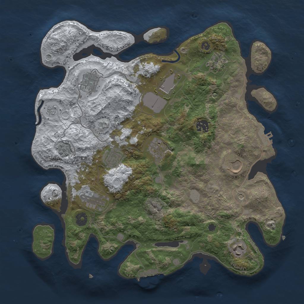 Rust Map: Procedural Map, Size: 3500, Seed: 745994108, 19 Monuments