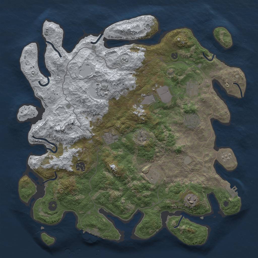 Rust Map: Procedural Map, Size: 4000, Seed: 1286719419, 18 Monuments