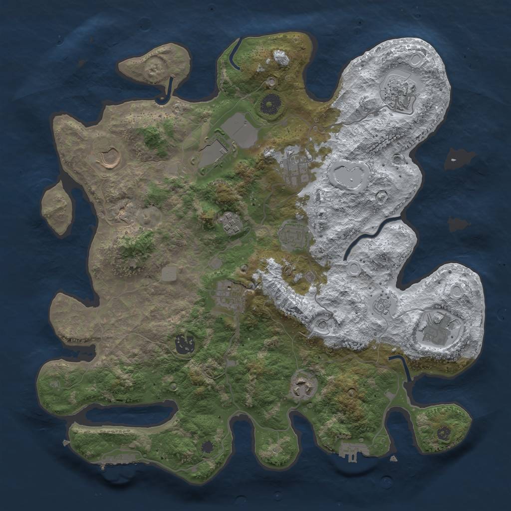 Rust Map: Procedural Map, Size: 3700, Seed: 732084338, 19 Monuments