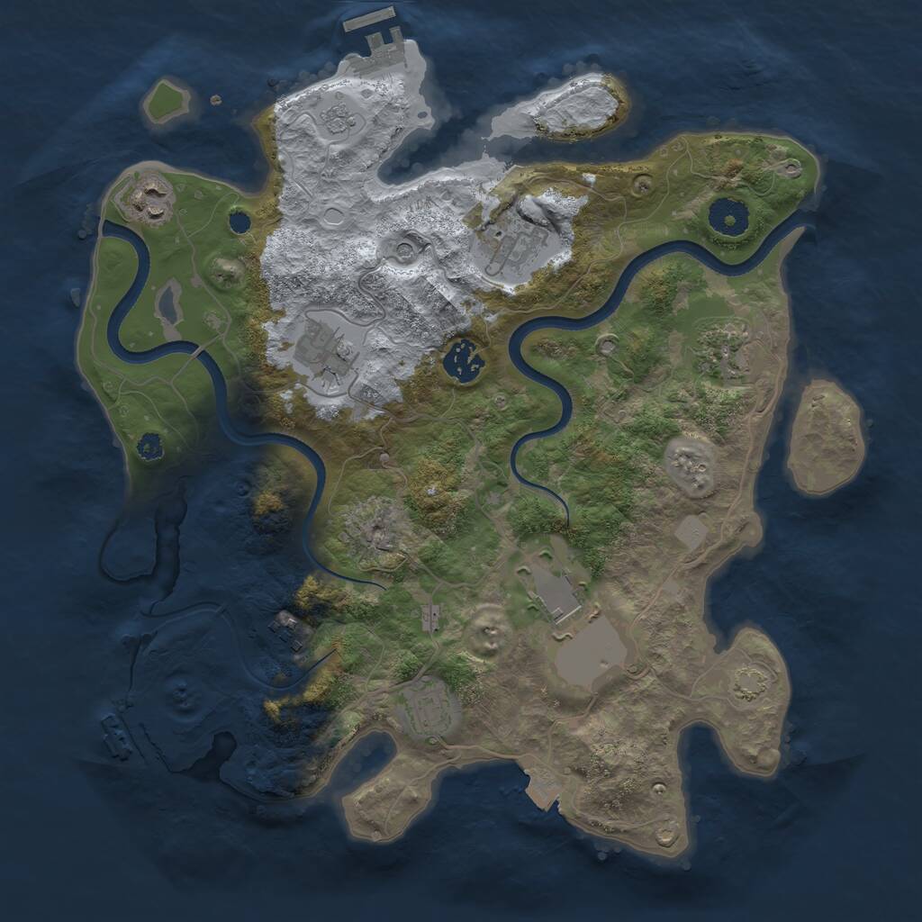 Rust Map: Procedural Map, Size: 3500, Seed: 494163279, 14 Monuments