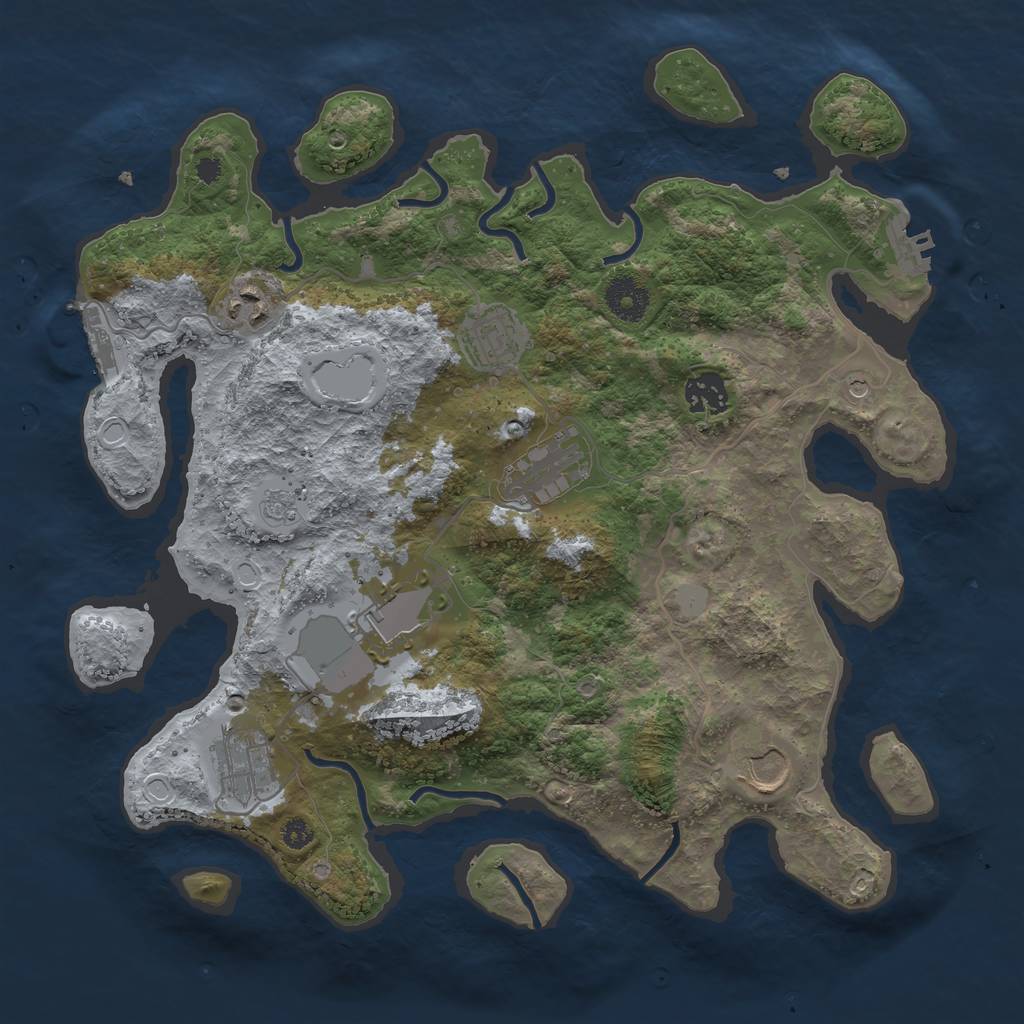 Rust Map: Procedural Map, Size: 3500, Seed: 996123676, 14 Monuments