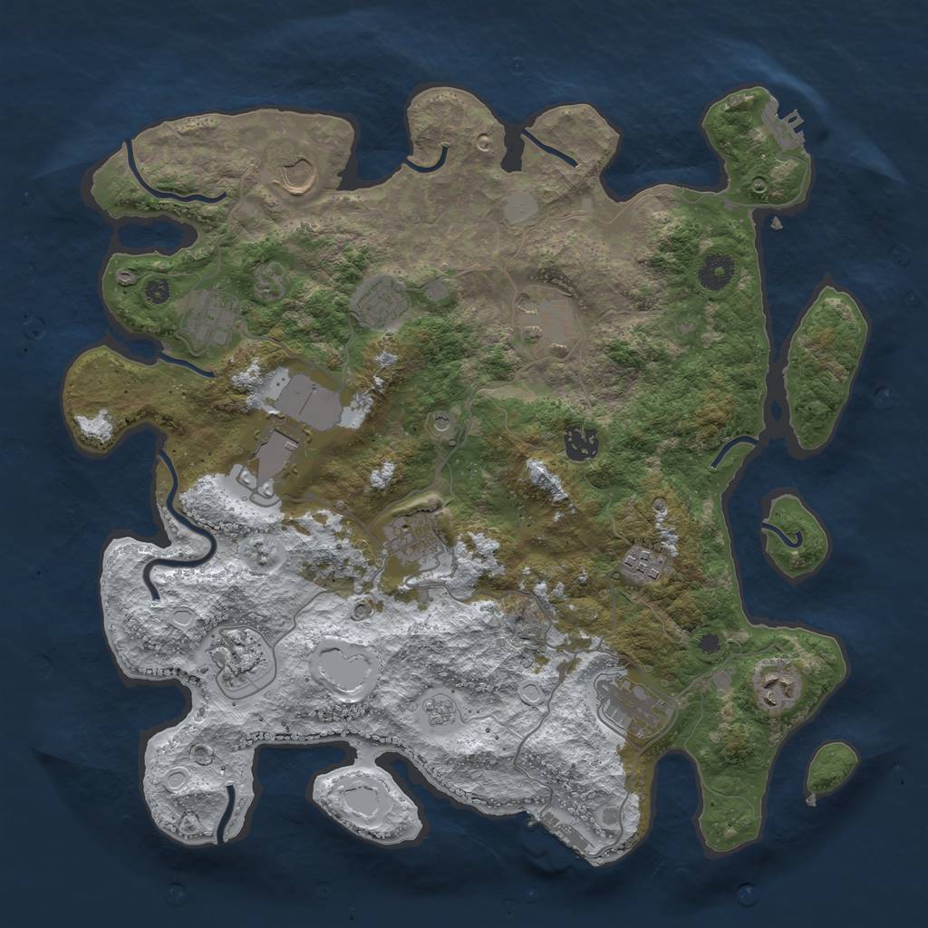 Rust Map: Procedural Map, Size: 3850, Seed: 744541131, 20 Monuments