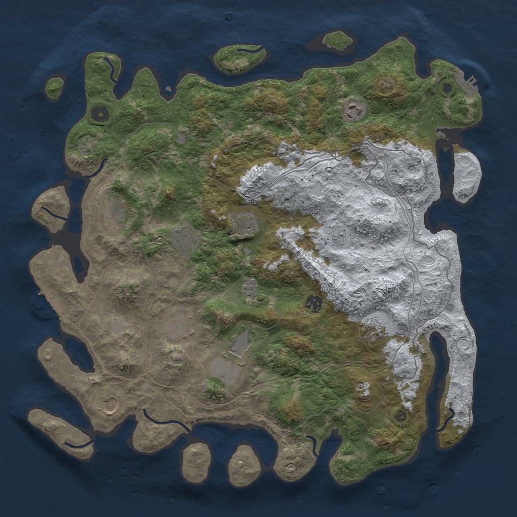 Rust Map: Procedural Map, Size: 4500, Seed: 389878886, 19 Monuments