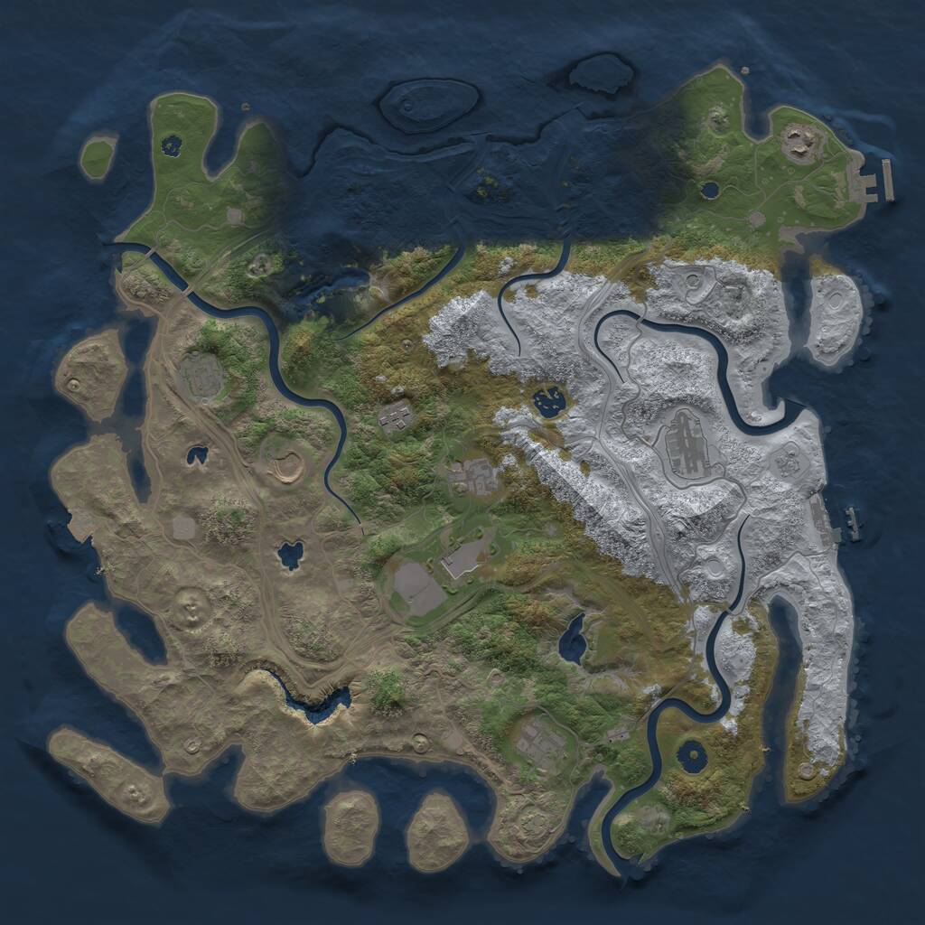 Rust Map: Procedural Map, Size: 4500, Seed: 389878886, 15 Monuments