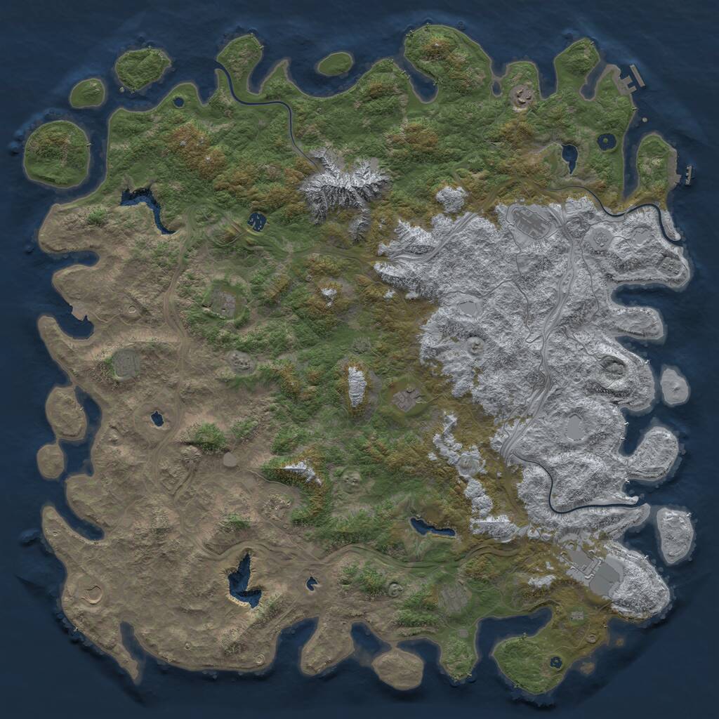 Rust Map: Procedural Map, Size: 6000, Seed: 770955, 17 Monuments