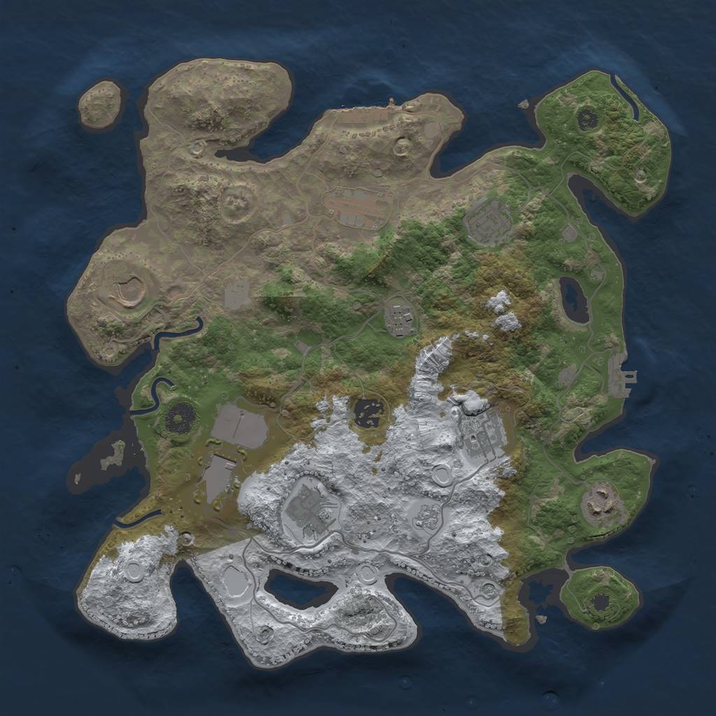 Rust Map: Procedural Map, Size: 3500, Seed: 43000, 18 Monuments