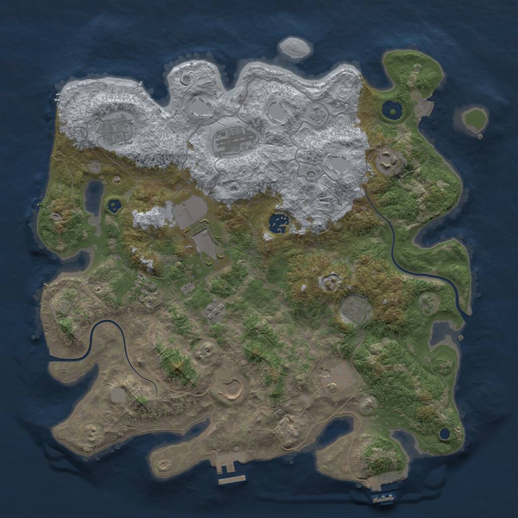 Rust Map: Procedural Map, Size: 3850, Seed: 820155714, 16 Monuments