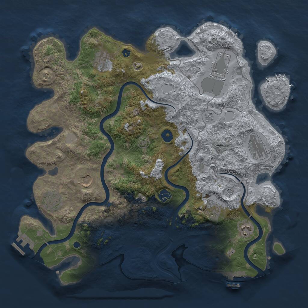 Rust Map: Procedural Map, Size: 3850, Seed: 1476659133, 15 Monuments