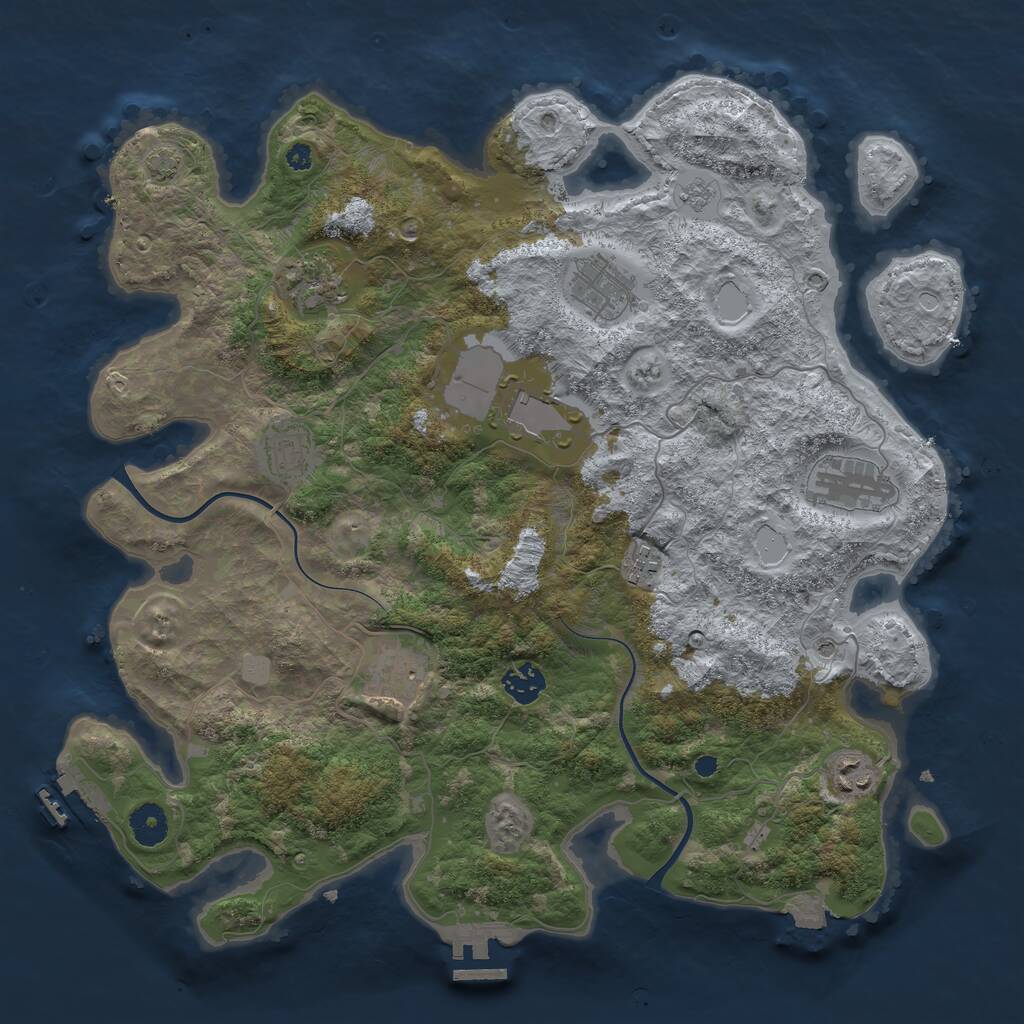 Rust Map: Procedural Map, Size: 3850, Seed: 1476659133, 15 Monuments