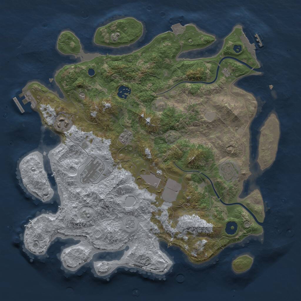 Rust Map: Procedural Map, Size: 3500, Seed: 535666973, 12 Monuments