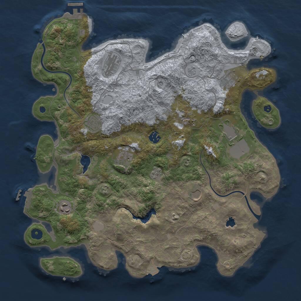 Rust Map: Procedural Map, Size: 4000, Seed: 1206126049, 16 Monuments