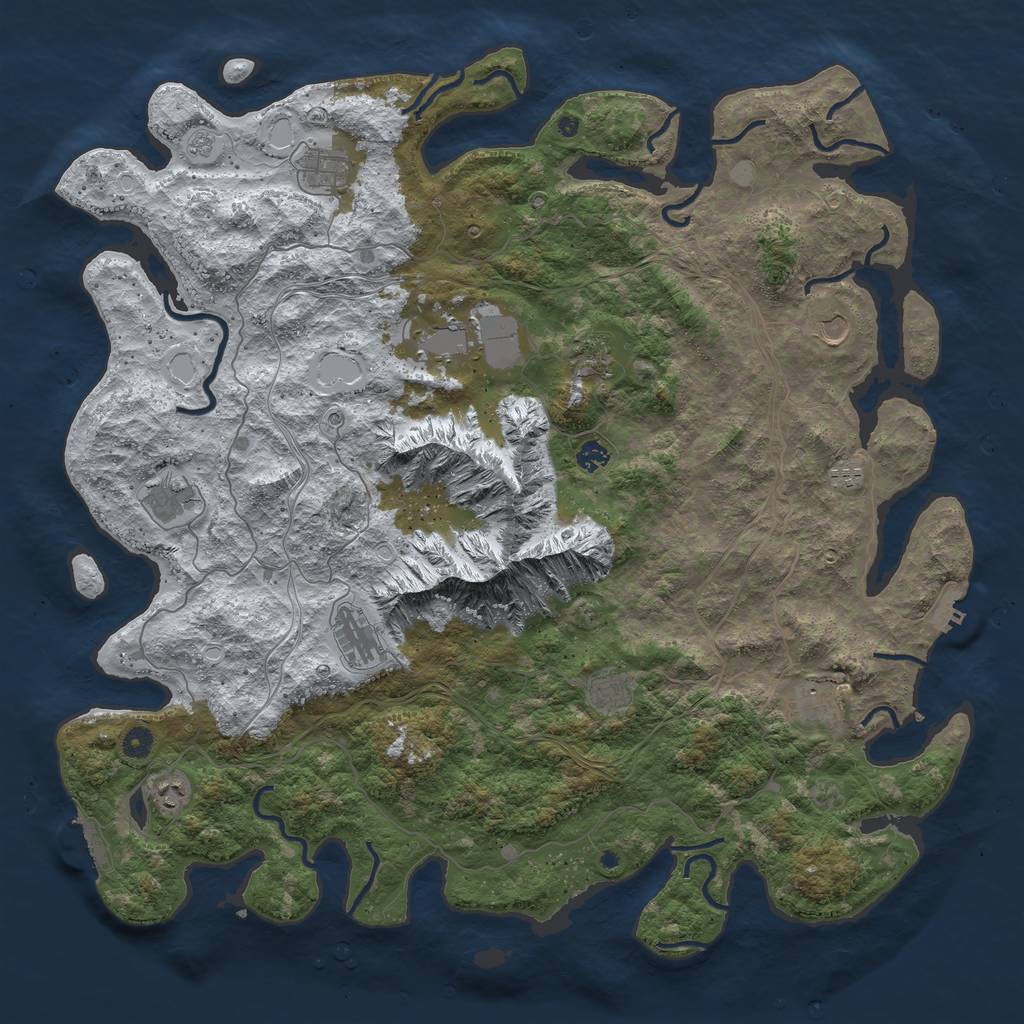 Rust Map: Procedural Map, Size: 5000, Seed: 74525, 20 Monuments