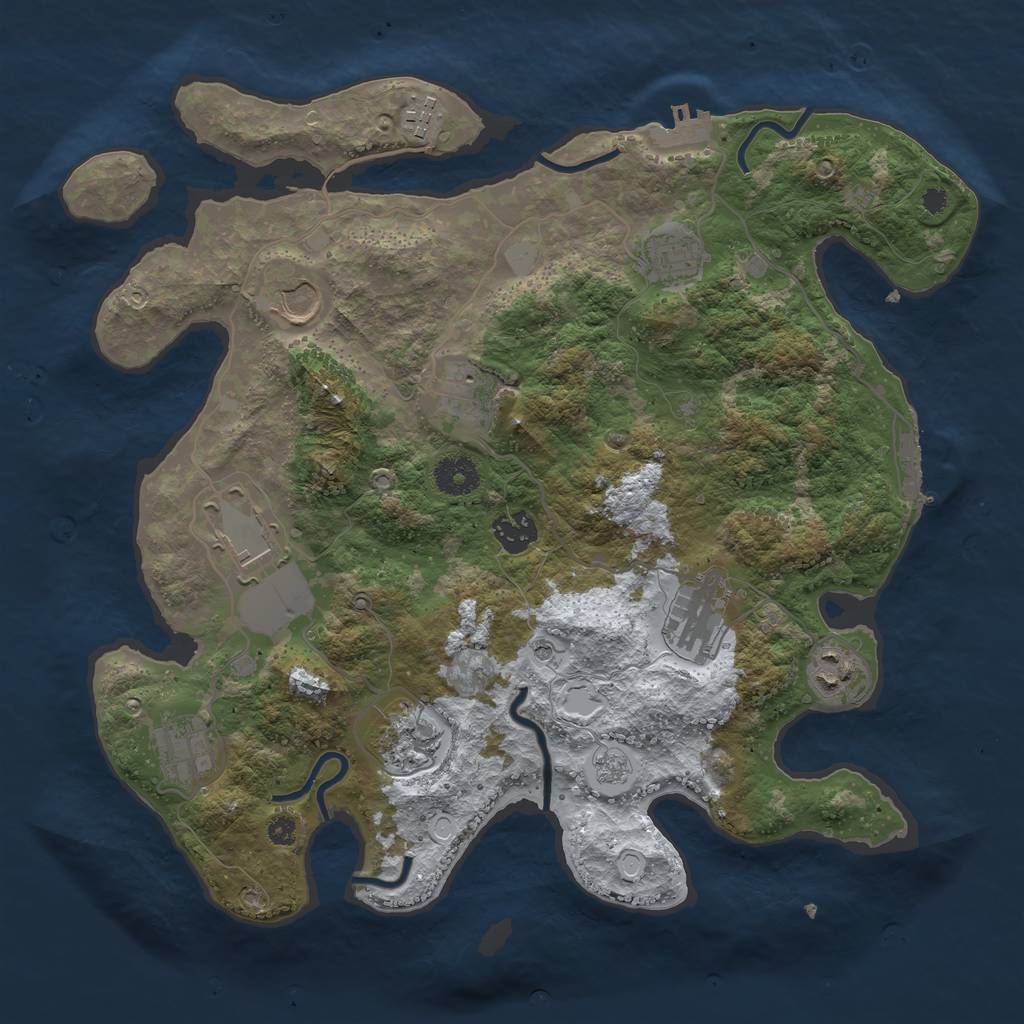 Rust Map: Procedural Map, Size: 3625, Seed: 94986021, 19 Monuments