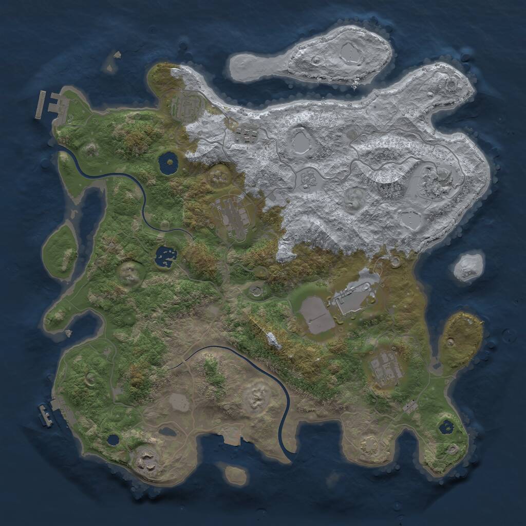 Rust Map: Procedural Map, Size: 3700, Seed: 384512785, 14 Monuments