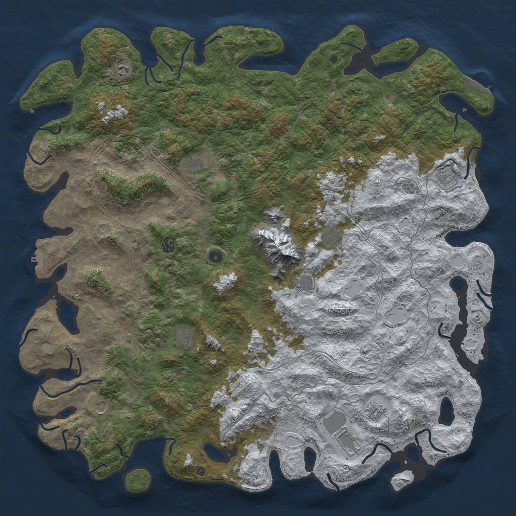 Rust Map: Procedural Map, Size: 6000, Seed: 363991721, 20 Monuments