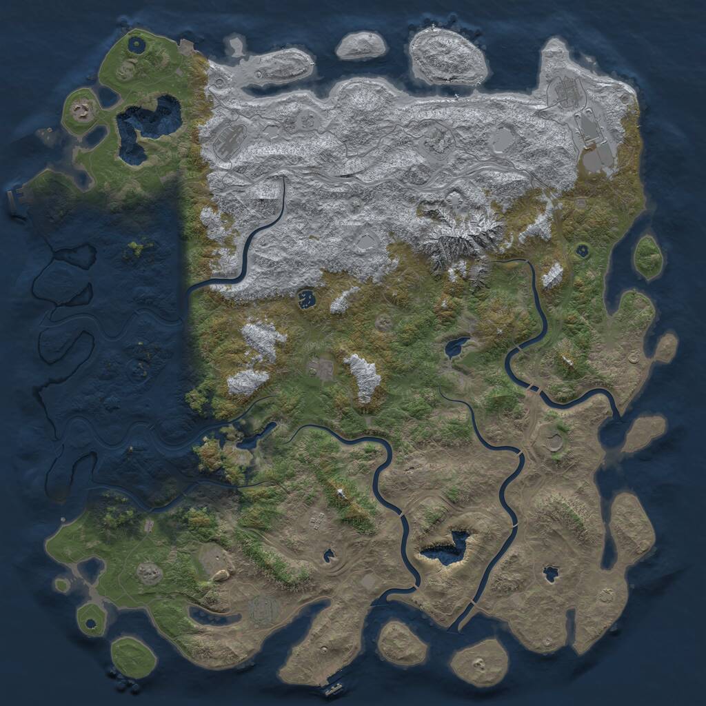 Rust Map: Procedural Map, Size: 6000, Seed: 215981510, 17 Monuments