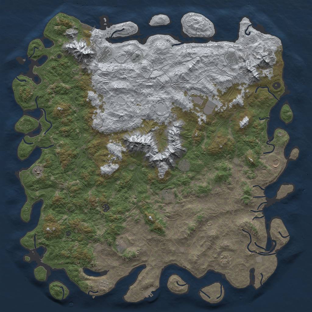 Rust Map: Procedural Map, Size: 6000, Seed: 215981510, 20 Monuments