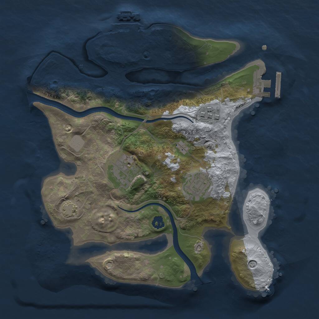 Rust Map: Procedural Map, Size: 2500, Seed: 1096029311, 7 Monuments