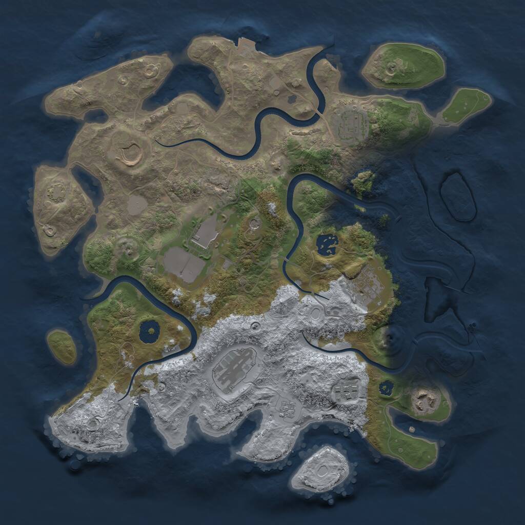 Rust Map: Procedural Map, Size: 3500, Seed: 153452, 12 Monuments