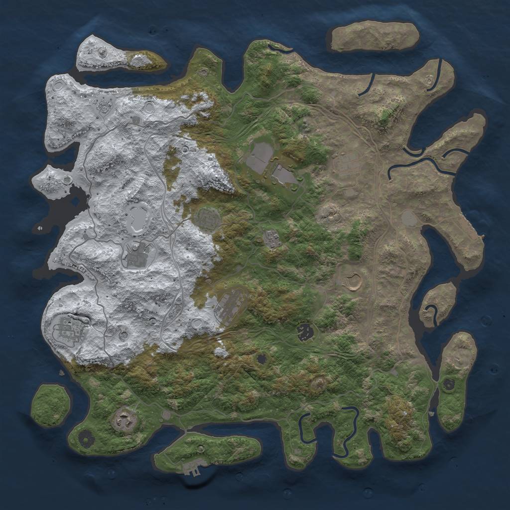 Rust Map: Procedural Map, Size: 4500, Seed: 799034137, 19 Monuments