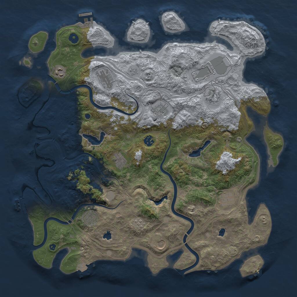 Rust Map: Procedural Map, Size: 4500, Seed: 47888, 17 Monuments