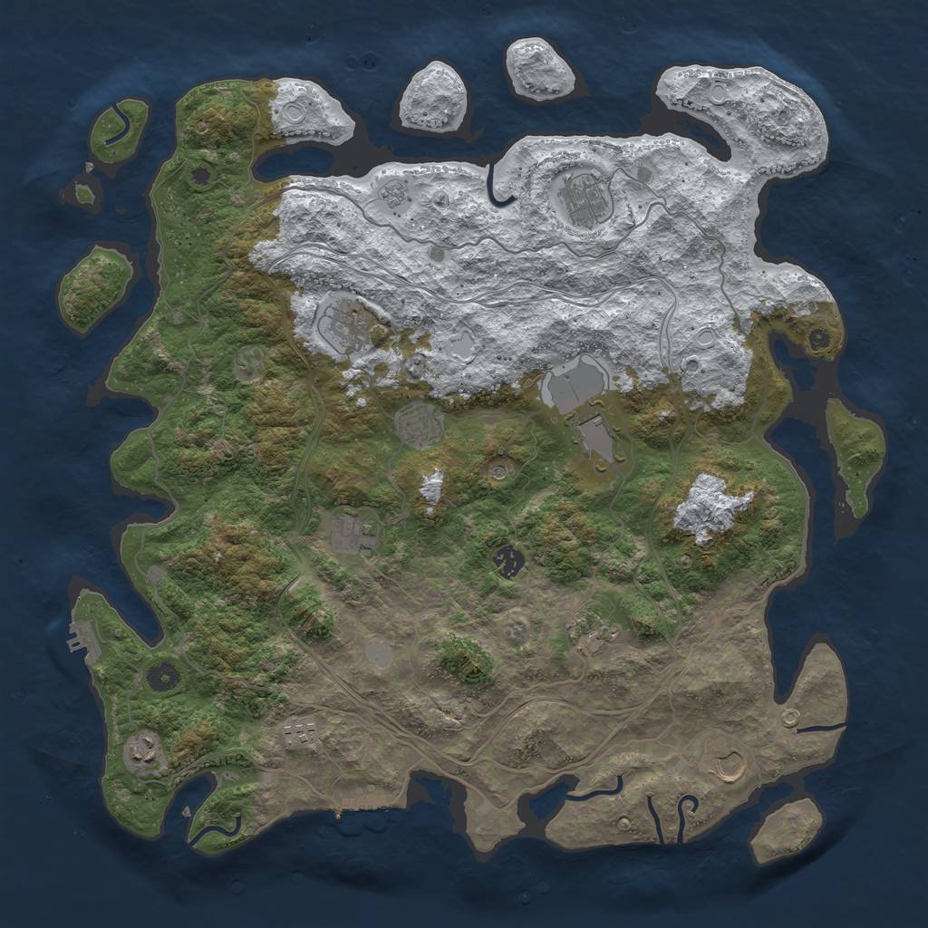 Rust Map: Procedural Map, Size: 4500, Seed: 47888, 19 Monuments