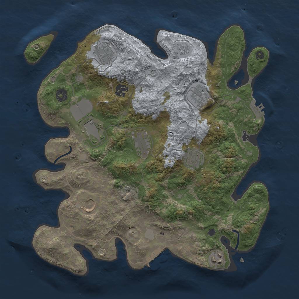 Rust Map: Procedural Map, Size: 3500, Seed: 856242, 17 Monuments