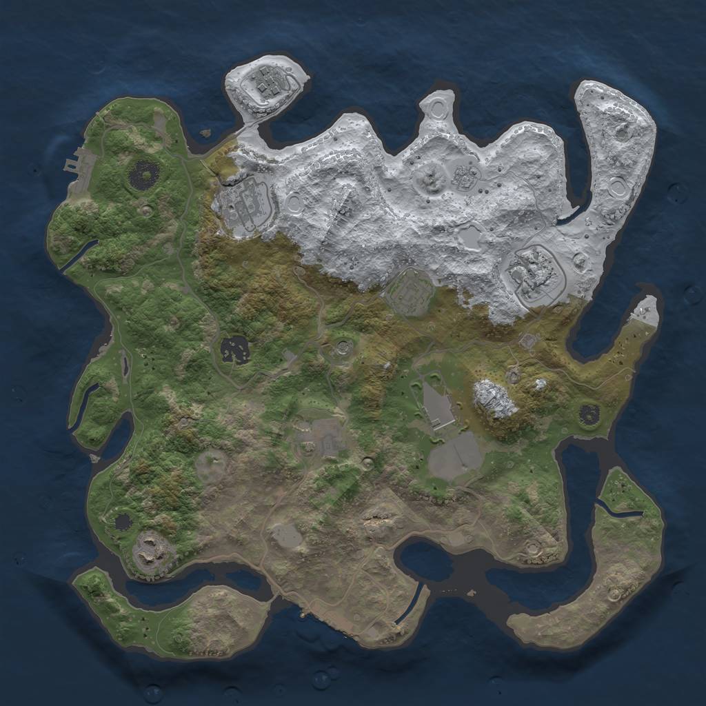 Rust Map: Procedural Map, Size: 3500, Seed: 555061123, 17 Monuments