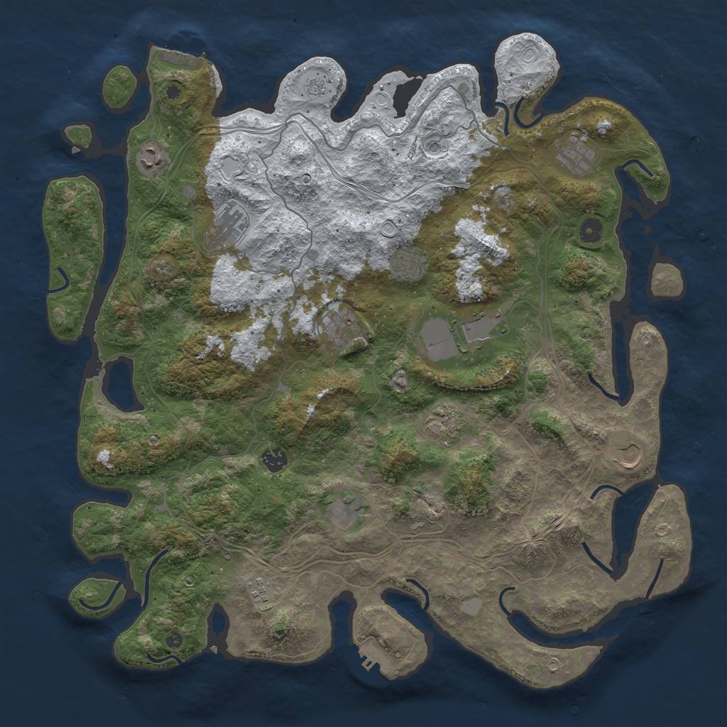 Rust Map: Procedural Map, Size: 4500, Seed: 839860281, 20 Monuments