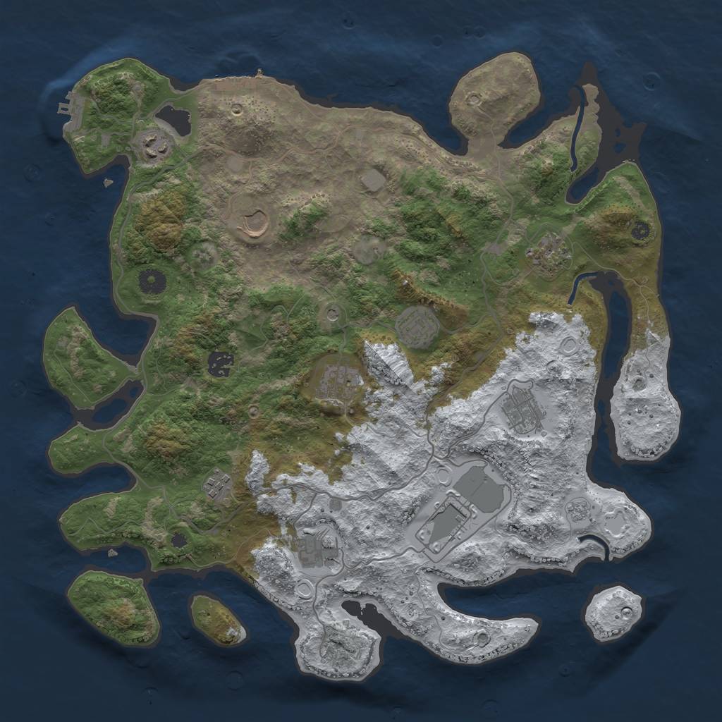 Rust Map: Procedural Map, Size: 4000, Seed: 1375297884, 19 Monuments