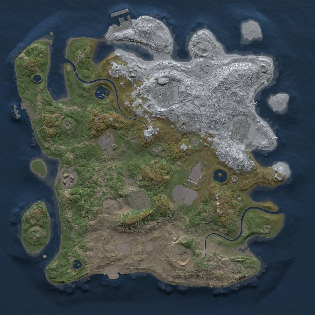 Rust Map: Procedural Map, Size: 3500, Seed: 1494143413, 14 Monuments