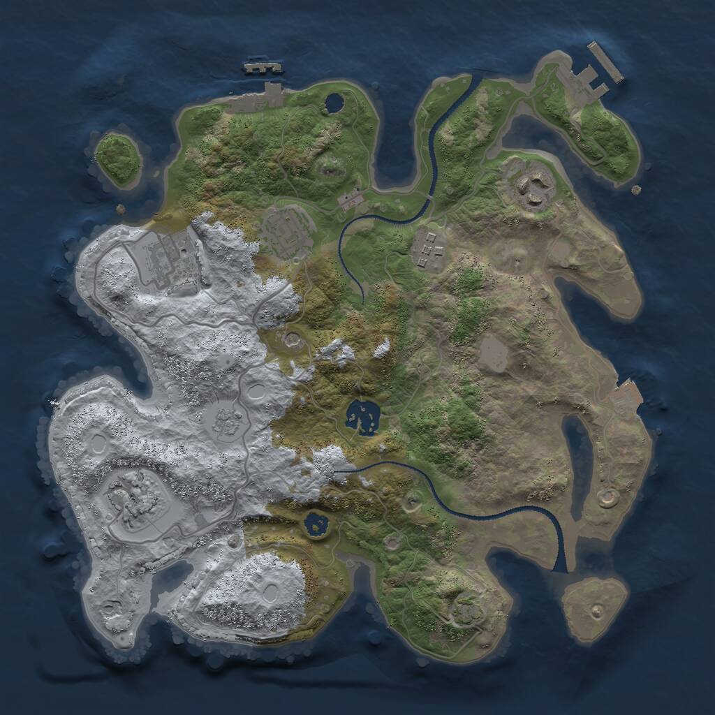 Rust Map: Procedural Map, Size: 3000, Seed: 580307789, 12 Monuments