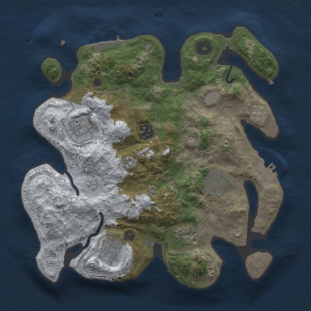 Rust Map: Procedural Map, Size: 3000, Seed: 580307789, 15 Monuments